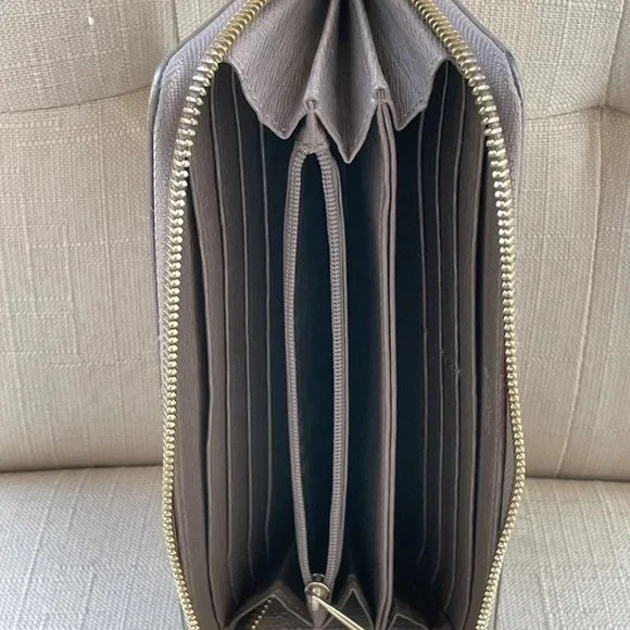 Furla Women Wristlet Genuine Leather Beige Wallet Card Holder Purse - Picture 8 of 12